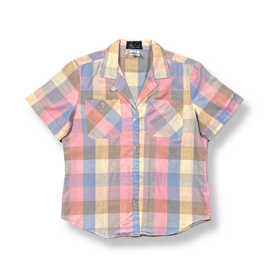 80's Cotton-Blend Plaid Shirt (M)