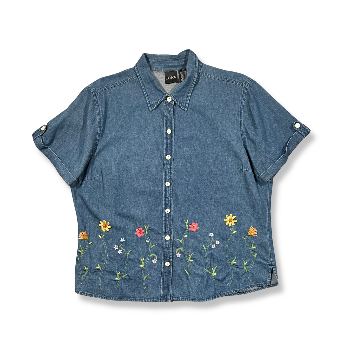 90's Floral Denim Shirt (XL-1X)