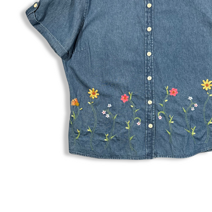 90's Floral Denim Shirt (XL-1X)