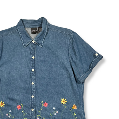 90's Floral Denim Shirt (XL-1X)