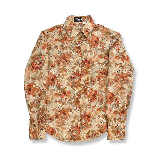 70's Satin Floral Shirt (L)