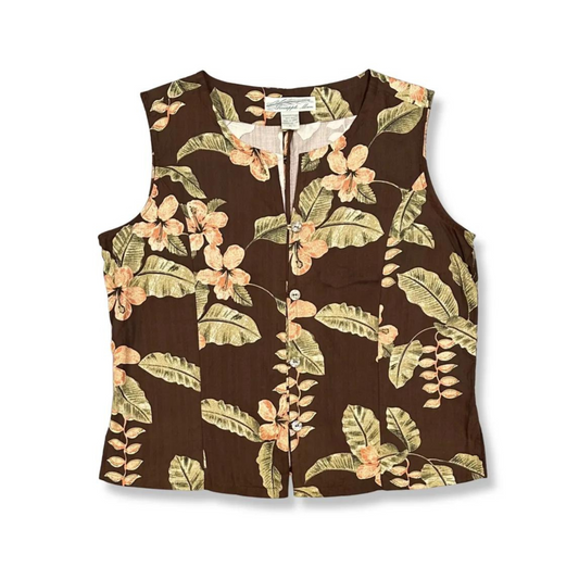 90's Silk Tropical Floral Blouse (L-XL)