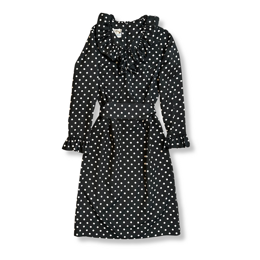 60's Polka Dot Ruffle Dress (S-M)