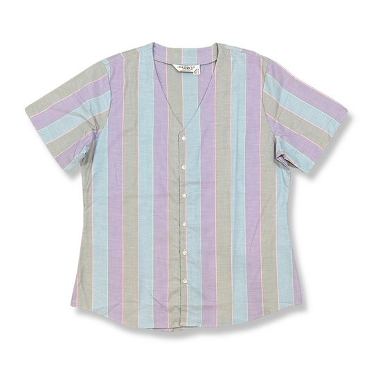 70's Cotton-Blend Stripe Shirt (M-L)