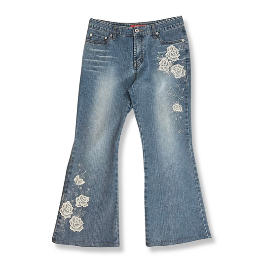 00's Floral Denim Pants (L)