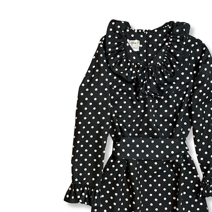 60's Polka Dot Ruffle Dress (S-M)