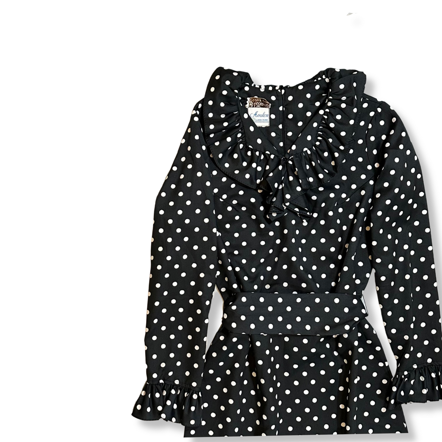 60's Polka Dot Ruffle Dress (S-M)