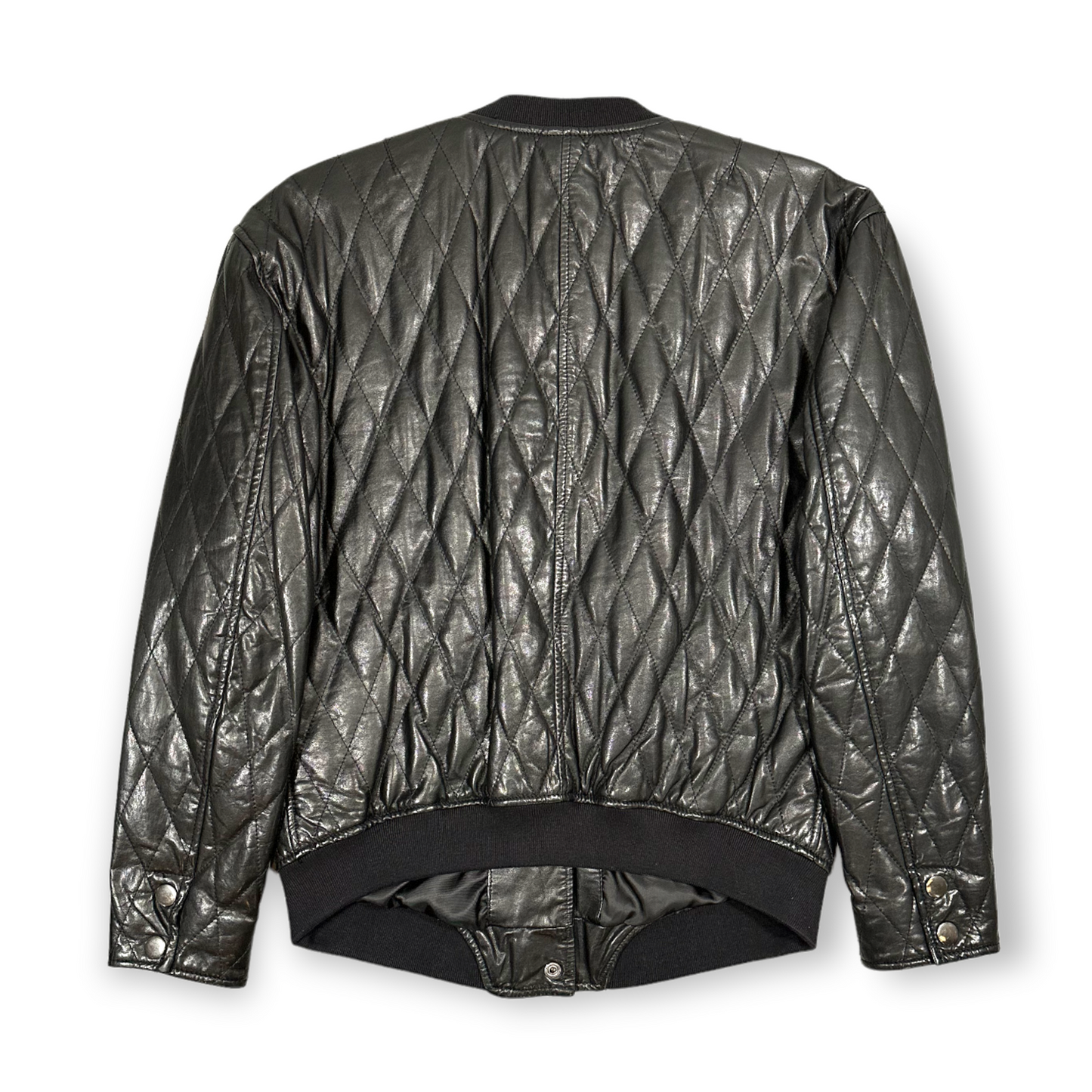 Preloved Quilted Leather Bomber Jacket (S-M)