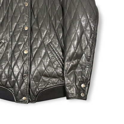 Preloved Quilted Leather Bomber Jacket (S-M)