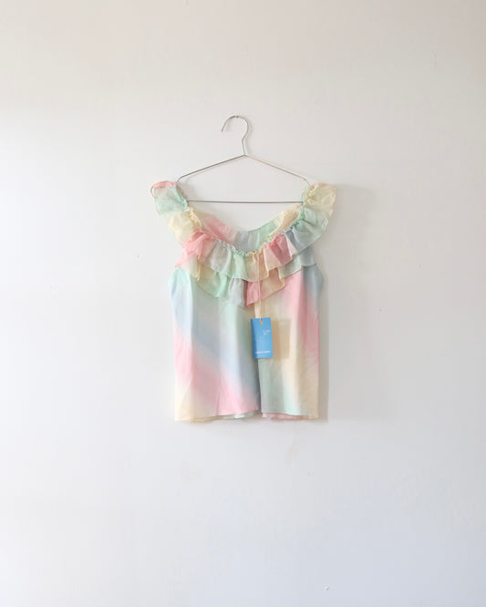 60s Rainbow Ruffle Top (XS)