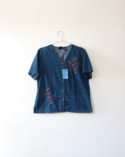 00s Denim Paisley Shirt (L)