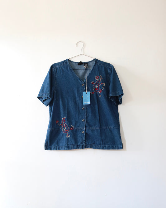 00s Denim Paisley Shirt (L)