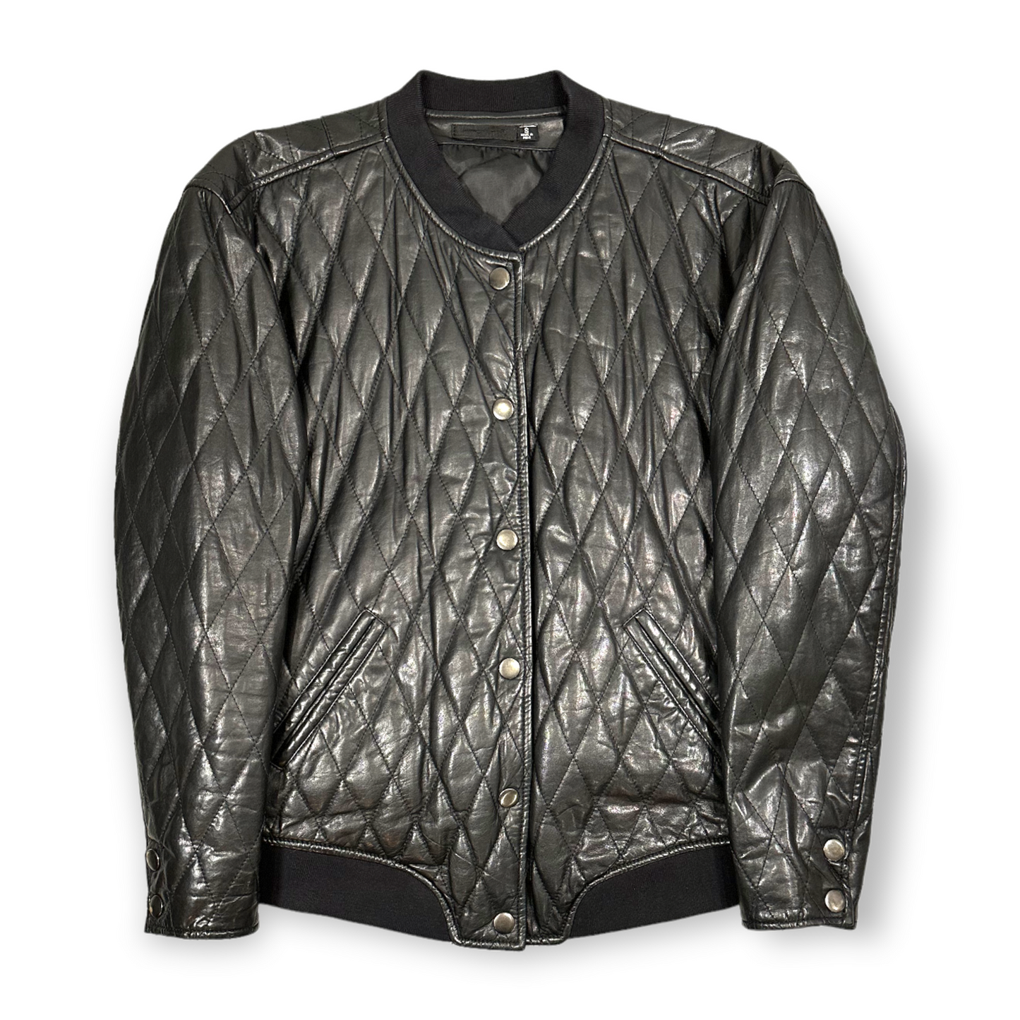 Preloved Quilted Leather Bomber Jacket (S-M)