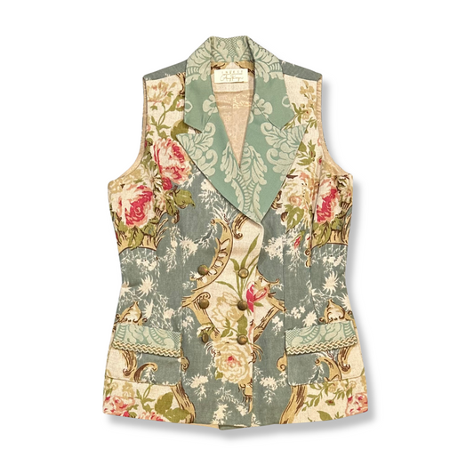 80's Cotton Floral Tapestry Vest (M-L)