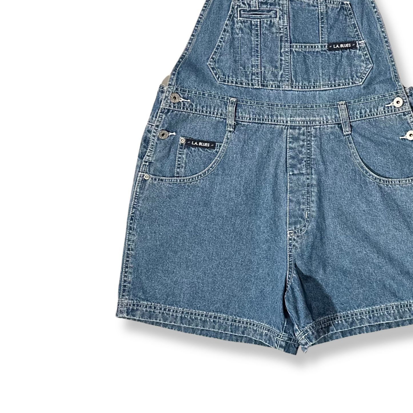 90's 9-Pocket Denim Shortalls (L)