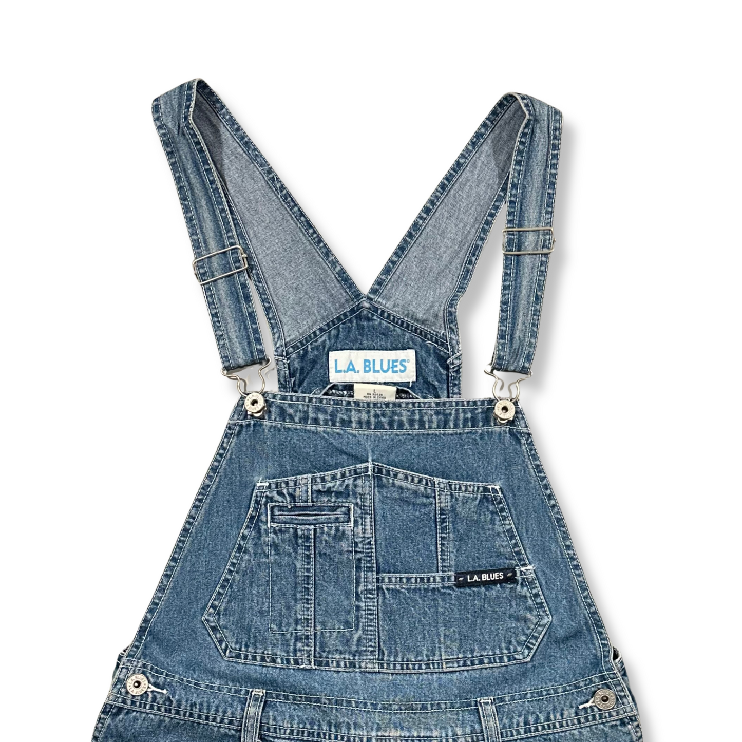 90's 9-Pocket Denim Shortalls (L)