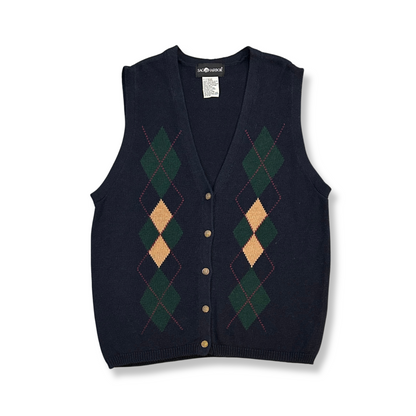 90's Cotton Argyle Knit Vest (L)