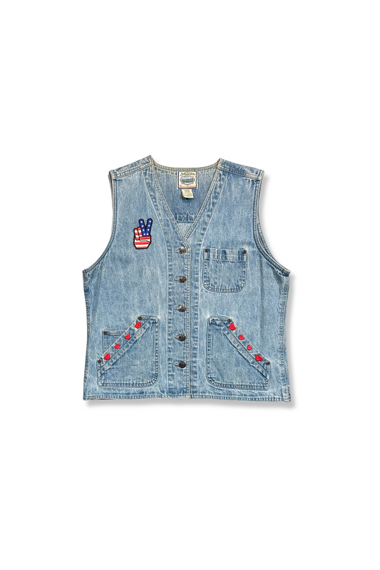 90's Denim Peace & Love Vest (L)