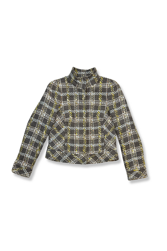 90's Wool-Blend Plaid Knit Jacket (MP)