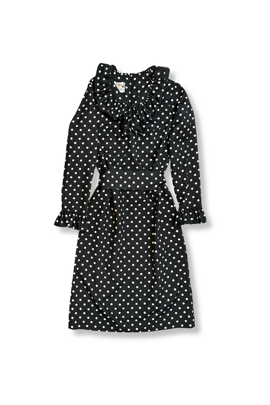 60's Polka Dot Ruffle Dress (S-M)